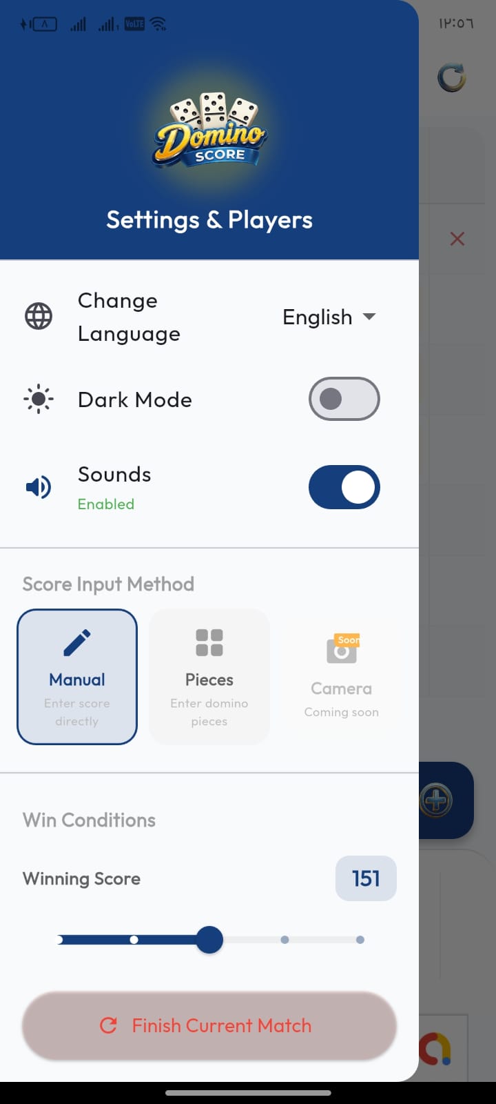 Settings & Players Drawer